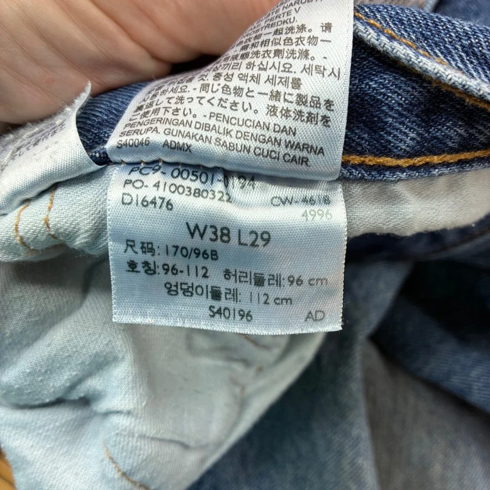 Levis 501 Original Fit Mens Jeans Blue Denim Straight Leg W38 L29 00501-0194